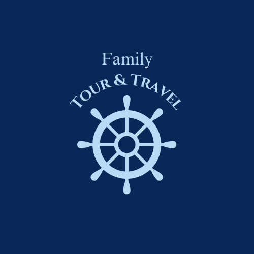 blue minimal tour & travel family logo